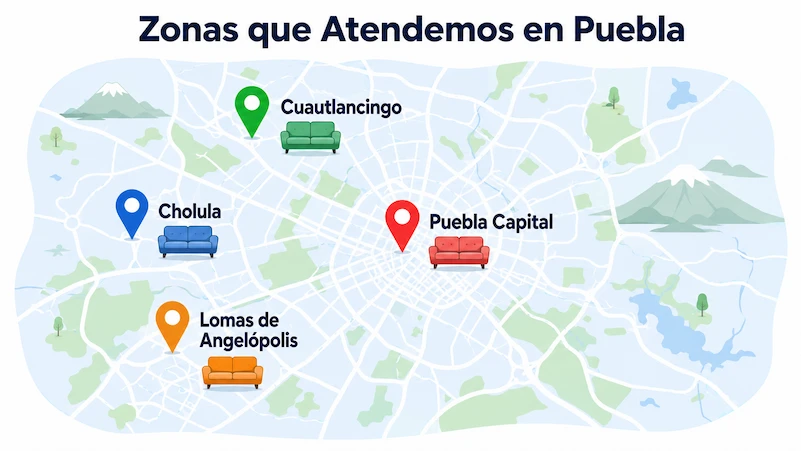 Mapa de zonas atendidas por SalaClean Puebla: Cholula